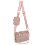 UTO-Crossbody-Bags-for-Women 3 in 1 Multipurpose Shoulder Purse with Detachable Coin Pouch Chain Strap CA PU Leather Pale Mauve