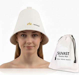 suvast Merino Wool Sauna Hat for Women & Men, Seamless Soft Felt Sauna Cap, 100% Fine Merino Wool, Lightweight Breathable Nordic Design, Protects Head & Hair from Heat, Gift Bag Included White