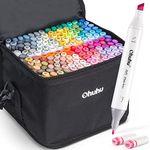 160 Colors Alcohol Art Markers, Ohuhu Double Tipped Marker Set for Kids Adults Coloring, Alcohol-based Sketch Markers for Drawing Sketching, Bonus 1 Colorless Alcohol Marker Blender