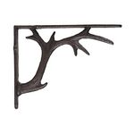 BRASSTAR Cast Iron Deer Antler Design Wall Shelf Bracket Thick Heavy Duty Mailbox Bracket Antique Home Farmhouse Decorative (2)