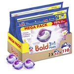 Bold 3-in-1 Pods Washing Liquid Detergent Capsules, 110 Laundry Pods, Lavender and Camomile