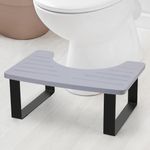 JOPSTDI Bathroom Stool,Bamboo Toilet for Bathroom,Adult and Children's Bedpan,Portable Squatting Pan with Dual Anti Slip Design,Stain,Scratch,CrackProof(Grey)