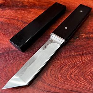 MADSABRE Handmade Japanese Samurai Katana Tanto Fixed Blade Knife - 8" D2 Steel Full Tang Survival Tactical Knives Outdoor Hunting Camping Tools with Wooden Sheath