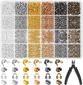 2220 Pieces Crimp Beads for Jewelry Making, Acejoz Knot Covers, Crimp Tubes and Wire Guardians with Crimping Pliers for DIY Jewelry Bracelets Necklaces Making