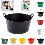 PLASTIFIC - 15L Heavy-Duty Polyethylene Flex Tub Storage Container Bucket with 2-Handled - Home Garden Laundry Toys Kitchen Flexible Bucket – Rubber Container - Recycled Tub (Black)