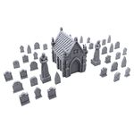 Mausoleum Graveyard Scene - Miniature Terrain Set - 28mm Scale Scenery - Tabletop Wargaming Minis - Dungeon Accessories - RPG Fantasy Dragon Game Models - Figures for Battle Grid Mats