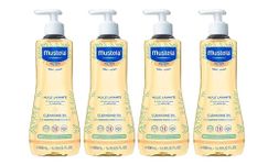 Mustela Cleansing Oil 500ml - Pack of 4 | Gentle Daily Body Wash for Dry & Eczema-Prone Skin | Nourishing Bath Oil for Babies, Children & Adults | Tear-Free, Hypoallergenic, Dermatologist Tested