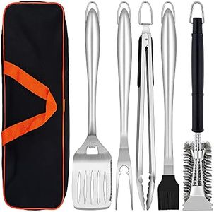 Herogo Lot de 6 ustensiles de barbecue en acier inoxydable avec sac de transport, kit d'outils de barbecue avec pince, spatule, fourchette, accessoires de barbecue pour homme, cadeau de Noël