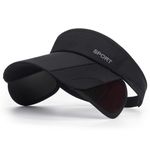 PALAY® Sun Golf Visor Hats for Women, Adjustable Retractable Brim Golf Cap Beach Hats for Women - Black