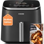 Cosori Friteuse a Air Chaud 6QT for Quebec (French Language Only)​, 9-in-1 TurboBlaze, 90°– 450°F, Precise Heating for Even Results, Air Fry, Roast, Bake, Broil, Dry, Frozen, Proof, Reheat, Keep Warm