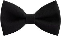 Bow Tie House Men's Classic Pre-Tied Bow Tie Formal Solid Tuxedo (Large, Black)