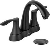 Matte Black Bathroom Faucet, Lava Odoro 4 Inch Centerset Bathroom Sink Faucet 2 Handle Vanity Faucet with Pop up Drain Assembly Supply Line, BF423-MB