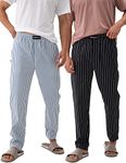 DAMENSCH Men Stretch Pyjama Pants - Snooze Black,Siesta Stripes - Large