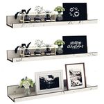 Dime Store Floating Shelf Wall Mount Wall Shelves Storage Shelf for Living Room Bedroom for Home Decor Items (Large, White)