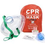 WNL Products FAK5000SG-RED Adult/Child Pocket CPR Rescue Resuscitation Mask Kit with One Way Valve and Belt Clip in Soft Red Case