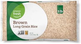 Amazon Fresh, Brown Long Grain Rice, 5 lb (Previously Happy Belly, Packaging May Vary)
