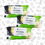 Pet Needs Soft Pet Wet Wipes for Dogs, Puppies & Pets with Fresh - (Apple Scent 6x 8 Inches)- Pack of 3, 100 Pieces Each