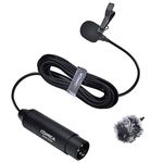 Comica CVM-V02O Phantom Power Omni-Directional XLR Lavalier Lapel Microphone for Canon Sony Panasonic Camcorders Zoom H4n H5 H6 Tascam DR-40 DR05 DR-701D DR-60D DR-70D DR-100 Recorders (1 Pack)