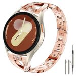 Sankel Compatible for Samsung Galaxy Watch 7 / FE / 6/5 / 4 / Active 2 Bands 40mm 44mm, Watch 6 Classic Band 47mm 43mm / Galaxy Watch 3 Band 41mm, 20mm Bling Metal Replacement for Women (RoseGold)