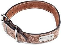 Mighty Paw Dog Lite Collar - Genuine Distressed Real Leather Dog Collar - Strong Metal Buckle - Ultimate Comfort - Modern Designer Look Dog Collar - Heavy Duty Collar for All Dog Breeds - (Lite Brown)