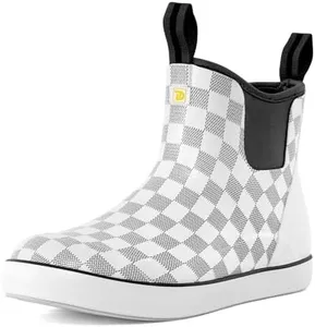 Trudave Deck Boots for Men, Men's Waterproof Insulated Reliable Rain Boots, Anti-Slip Ankle Rubber Boots with High-Traction for Fishing Boating, Size 6-14