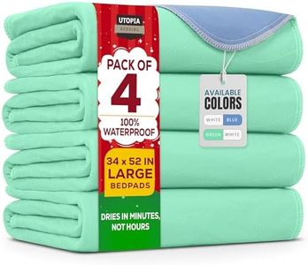 Utopia Bedding Washable Pee Pads for Dogs 34" x 52" (Pack of 4), Waterproof Incontinence Bed Pads for Adults, Elderly and Kids, Heavy Absorbency Pet Training Pads for Sofa and Couch (Green,Blue)