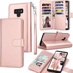 Tekcoo for Galaxy Note 9 Case, for Note 9 Wallet Case, PU Leather ID Cash Credit Card Slots Holder Carrying Folio Flip Cover [Detachable Magnetic Hard Case] & Kickstand for Samsung Note9 - Rose Gold