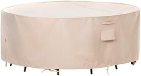 F&J Outdoors Patio Furniture Covers Waterproof UV Resistant Rip-stop Fabric Round Outdoor Furniture Cover, Beige, 96"Dia