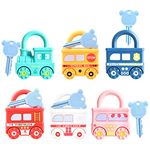 6Pcs Lock and Key Toy for Toddlers Car Shape Padlock Numbers Matching and Counting Kids Early Learning Toys Montessori Locks Keys Toys Educational Busy Board for Ages 2-5 Children Preschool Gifts