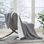 Serta Heated Throw Blanket - Reversible Fleece to Sherpa Electric Blanket, Fast Heating, Auto Shut Off Timer, Multi Heat Setting, ETL Certified, Machine Washable, Grey 50"x 60"