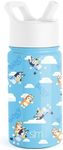 Simple Modern Bluey Kids Water Bottle with Straw Lid | Reusable Insulated Stainless Steel Cup for Toddlers, School | Summit Collection | 14oz, Bluey Sky