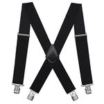 Fasker Mens Suspenders X-Back 2" Wide Adjustable Solid Straight Clip Suspenders