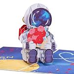 Paper Love 3D Love Astronaut Pop Up Card - 5" x 7" Cover - Includes Envelope and Note Card