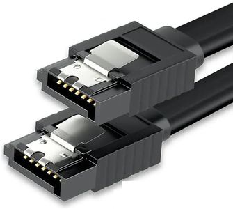 CABLEPELADO Cable SATA III Datos 6G con Anclajes, Cable de Datos SATA 6Gbps, Cable Serial ATA III con Clips, Cable para Disco Duro/SSD SATA, Serial ATA 6G, Negro, 50 cm