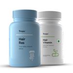 Traya Hair Growth Supplements Combo, Hair Ras (120 Tablets) + Hair Vitamins (30 Capsules) | 12 mcg Biotin & Ashwagandha Tablets for Healthy Hair