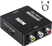 RCA to HDMI, AV to HDMI Converter, SZJUNXIAO 1080P Mini RCA Composite CVBS Video Audio Converter Adapter Supporting PAL/NTSC Compatible with TV/PC/ PS3/ STB/Xbox VHS/VCR/Blue-Ray DVD Players [Ship from Canada]