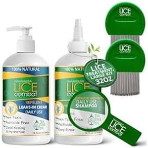 Lice Treatment Kit | Shampoo, Repellent Leave-in Cream & Two Combs | Kills Lice, Super Lice & Nits | Repels & Prevents | Pesticide Free | 100% Natural | Tea Tree + Coconut Oil+ Aloe Vera.