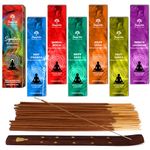 Simply Vedic Signature Incense Sticks Set of 6 Insense (120 Sticks) Sandalwood, Nag Champa, Oudh, Palo Santo, Sage, Lavender Variety Gift Pack | Natural Non-Toxic| For Aromatherapy, Cleansing, Prayers