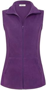 SeSe Code Womens Fleece Vest, Polar Soft Sleeveless Classic Fit Outerwear with Zip Up Pockets Fall Winter Thermal Coats Microfleece Hiking Outdoor Activewear Purple Medium