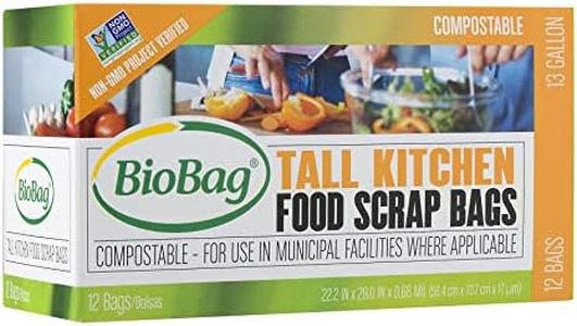 BioBag Compostable Tall 13 Gallon Food Waste Bags - 4 Count (Pack of 12)