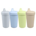 RE-PLAY Made in USA 4pk No Spill Sippy Cups in Ice Blue, Leaf, Sand, Grey | Made from Eco Friendly Heavyweight Recycled Milk Jugs - Virtually Indestructible | New Naturals Collection | (ECO+)