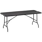 Outsunny 6 FT Folding Outdoor Dining Table for 6, Rectangular Foldable Patio Table with HDPE Tabletop and Steel Frame, Dark Grey