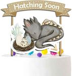 Hatching Soon Little Dragon Baby Shower Cake Topper for Theme Dragons Party Supplies and Decorations