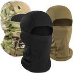 3 Pieces Balaclava Face Ski Mask for Men, Summer Breathable Full Face Cover Mask for Motorcycle Cycling Skiing Outdoor Sports Black Brown Camouflage