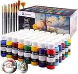 Artecho Acrylic Paints Set 48 Colors 2 Ounce/59ml with 10 Art Brushs, Non Toxic, Model Paint, Waterproof Paint, Acrylic Paint Kit for Canvas, Crafts, Glass, Clay, Wood, Fabric, Poster, Leather&Rock