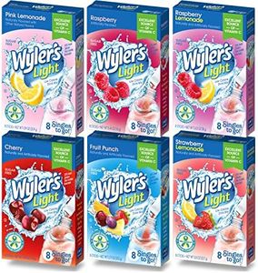 Wyler's Light Singles To Go Drink Mix, Variety 6 Pack, Pink Lemonade, Strawberry Lemonade, Fruit Punch, Cherry, Raspberry, and Raspberry Lemonade (48 Drink Sticks Total)