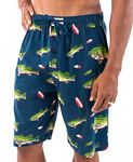 Lazy One Pajama Shorts for Men, Men's Pajama Bottoms, Sleepwear, Fishing, Fish, Animal (Bass, Large)