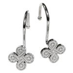 Nickel Shower Curtain Hooks Rings: Silver Rust Proof Metal Shower Hooks for Bathroom - Flower Clover Designed Decorative Curtain Rings Hangers for Shower Rod - Set of 12