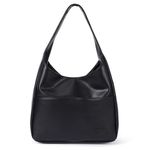 VOSTEVAS Faux Leather Tote Bag for Women Retro Trendy Hobo Purse College Shoulder Handbag with Magnetic Closure (Black)