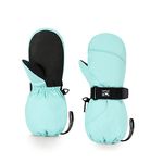 HIGHCAMP Kids Winter Gloves Waterproof Mittens for Toddler Children Snow Out Long Cuff with Stay-on Strap, S (3-5 Y)